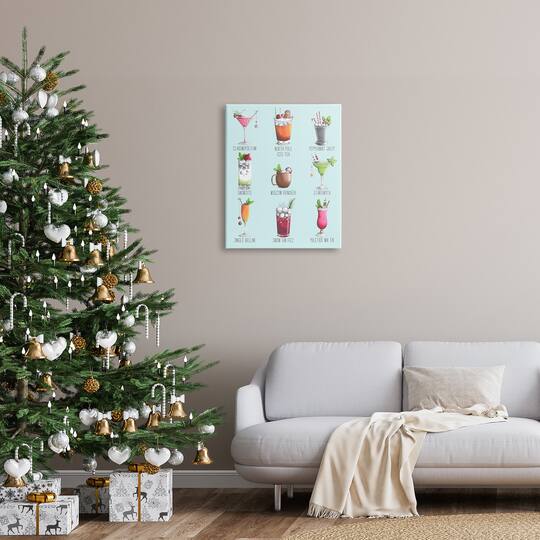 Stupell Industries Christmas Cocktails Seasonal Menu Canvas Wall Art